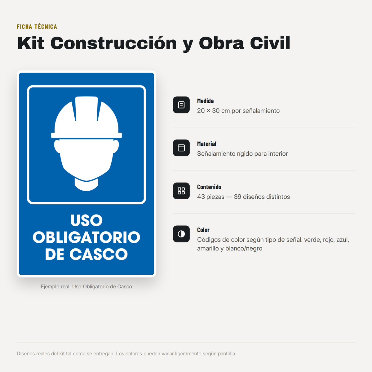Construcción y Obra Civil Esencial (Señalamientos 20x30 cm)