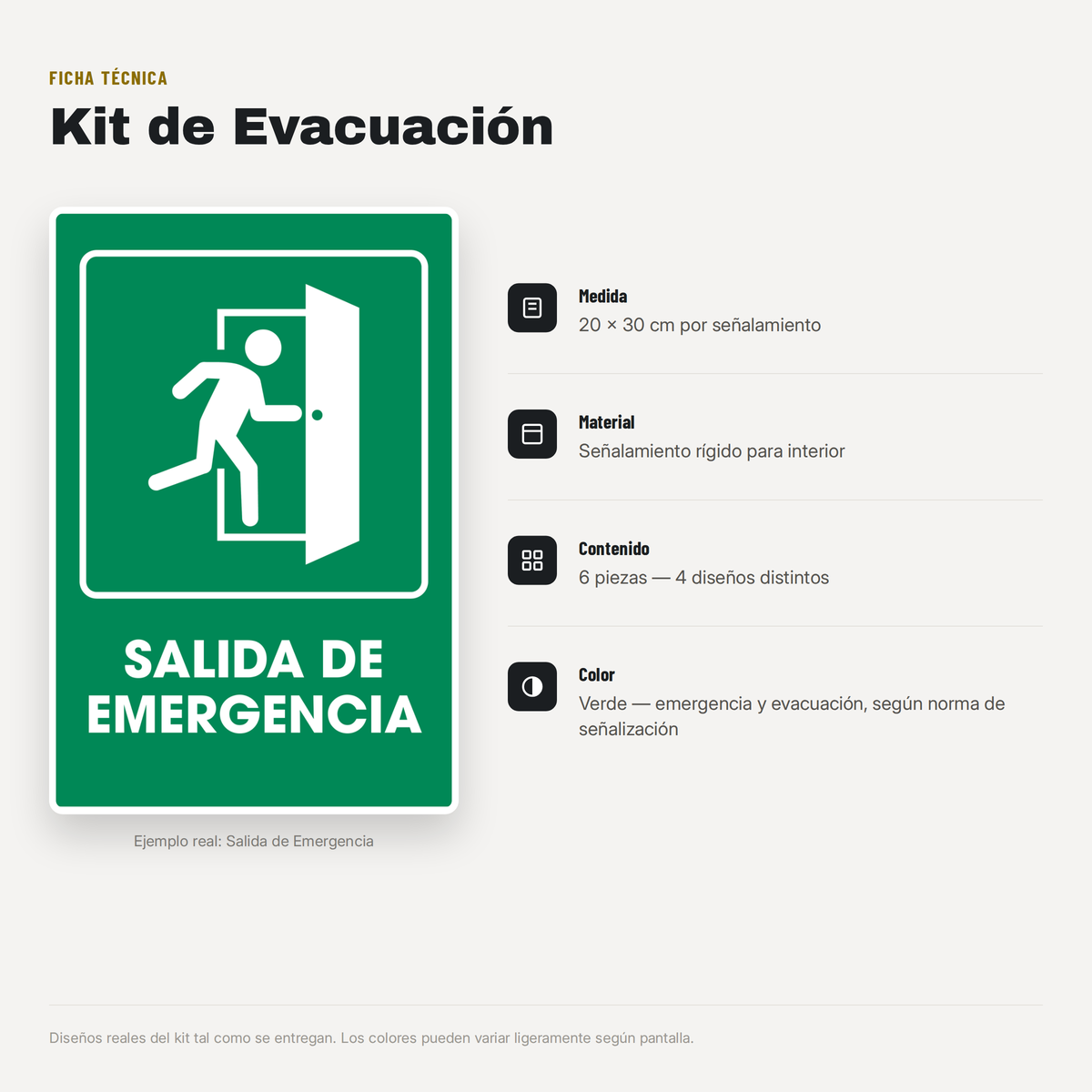 Evacuación (Señalamientos 20x30 cm)