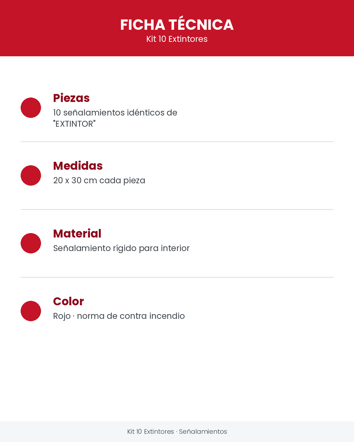 10 Extintores (Señalamientos 20x30 cm)